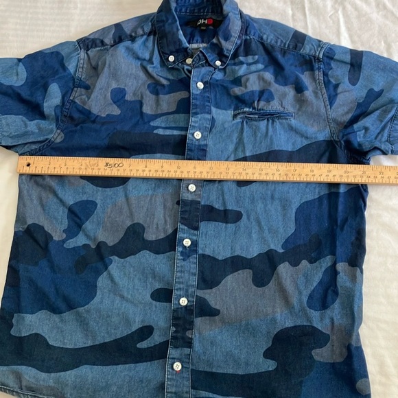 Blue gray camo men’s size medium Button Down short sleeve Shirt - Picture 10 of 12